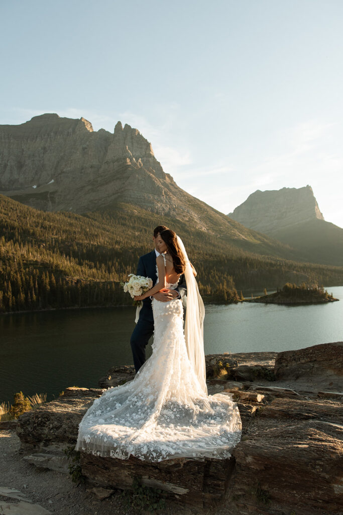 Couple during their Montana elopement in Glacier National Park
