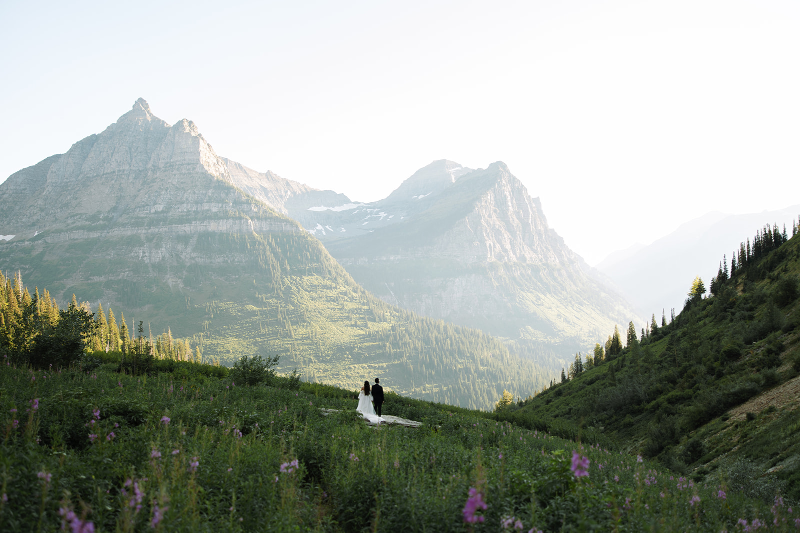 Couple during their Montana elopement in Glacier National Park