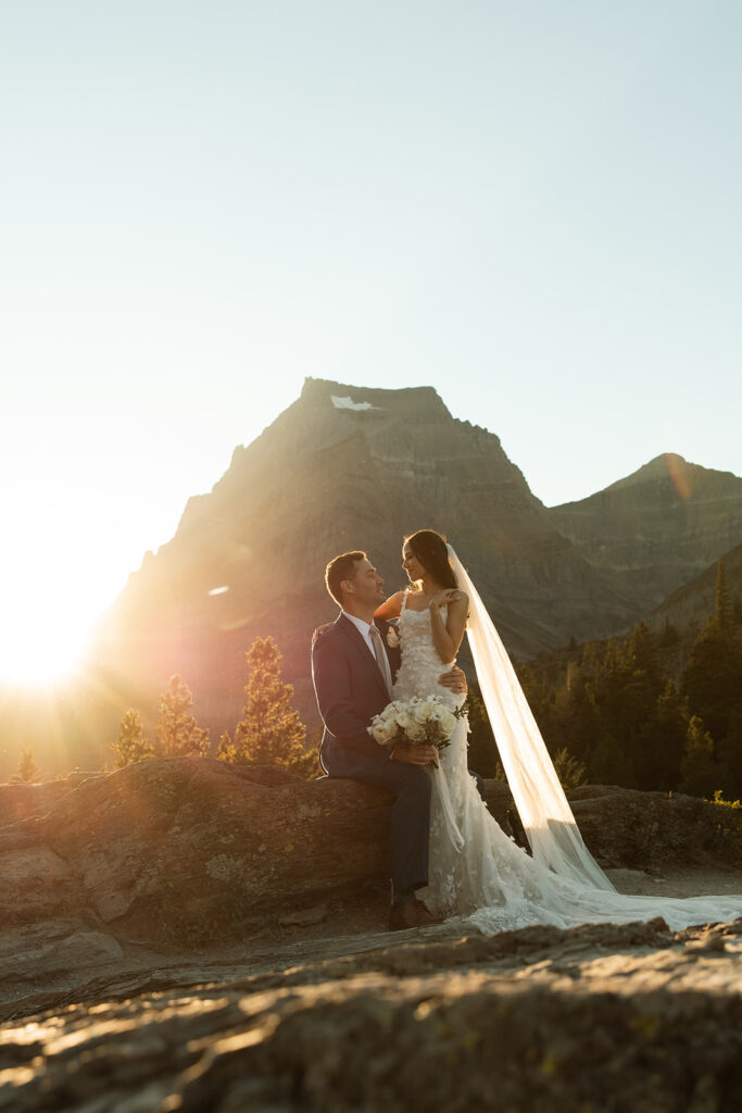 Couple during their Montana elopement in Glacier National Park
