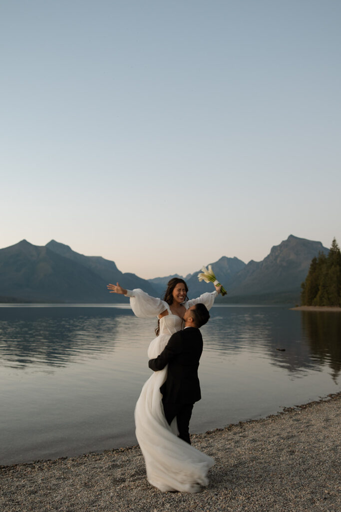 Couple during their Montana elopement in Glacier National Park