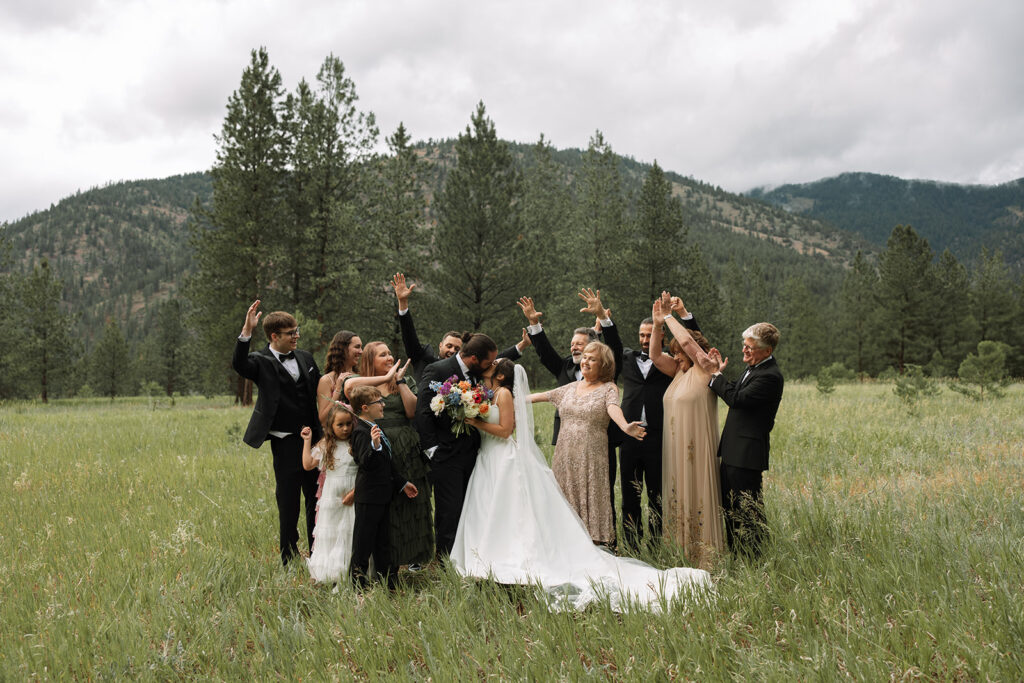 Candid wedding photo capturing joy and laughter on the big day