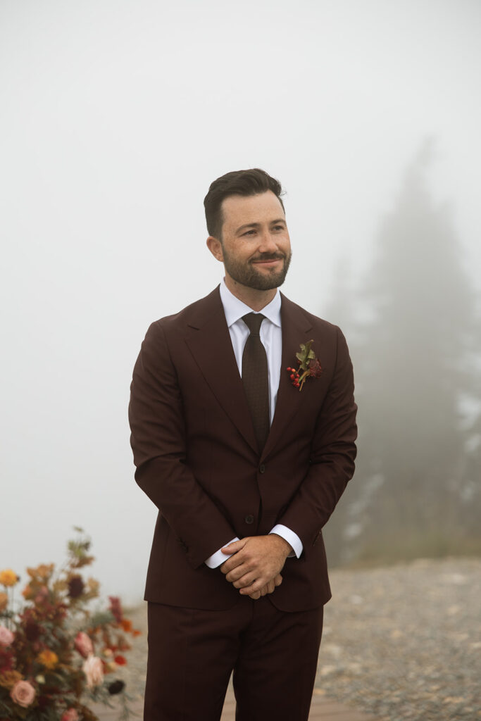 Intimate wedding ceremony with natural outdoor backdrop in Montana