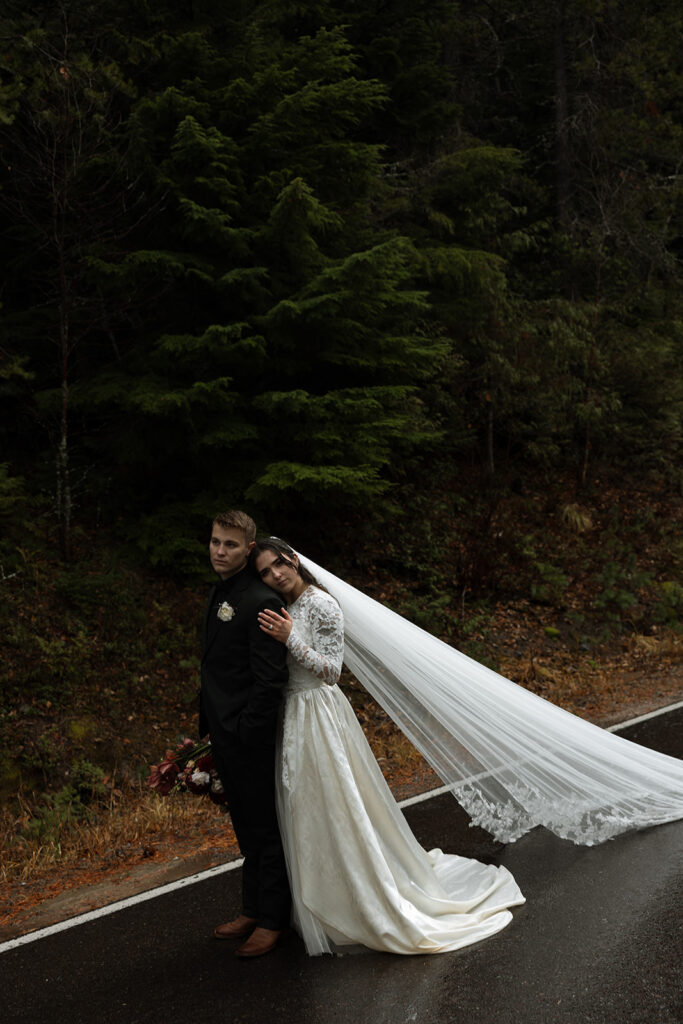 Romantic elopement photos taken on a moody day
