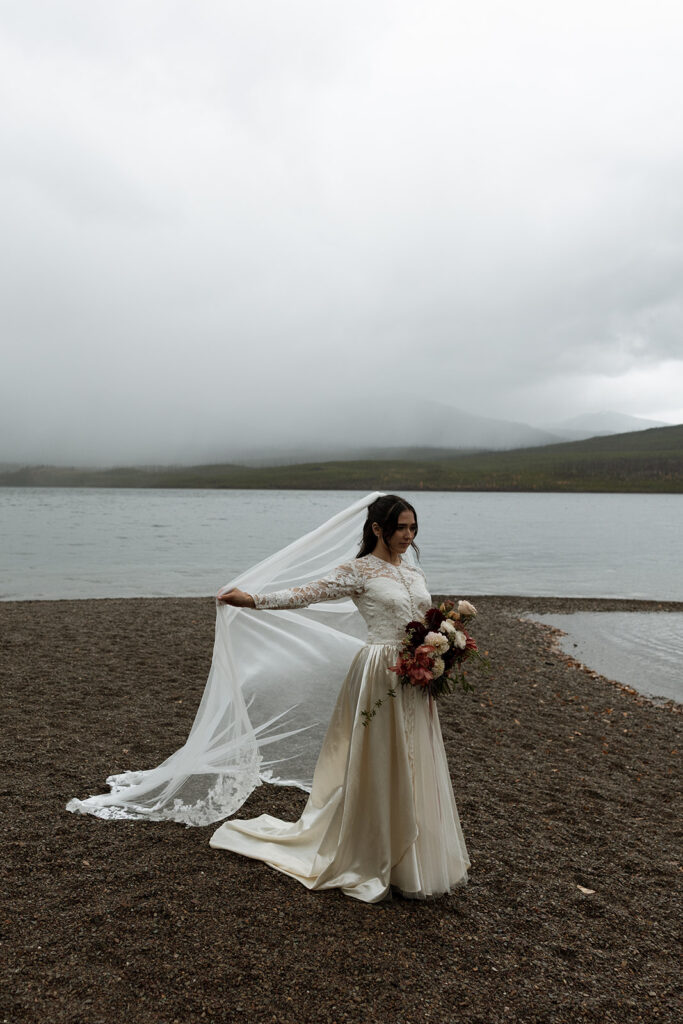 Romantic elopement photos taken on a moody day
