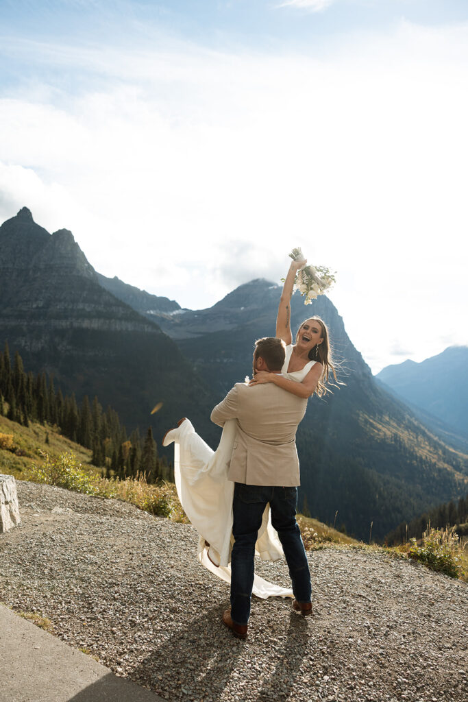 Couple during their adventurous wedding day