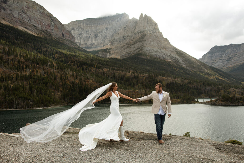Couple during their adventurous wedding day