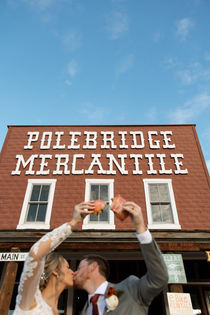 Newlyweds sharing a quiet moment together in nature after their ceremony.