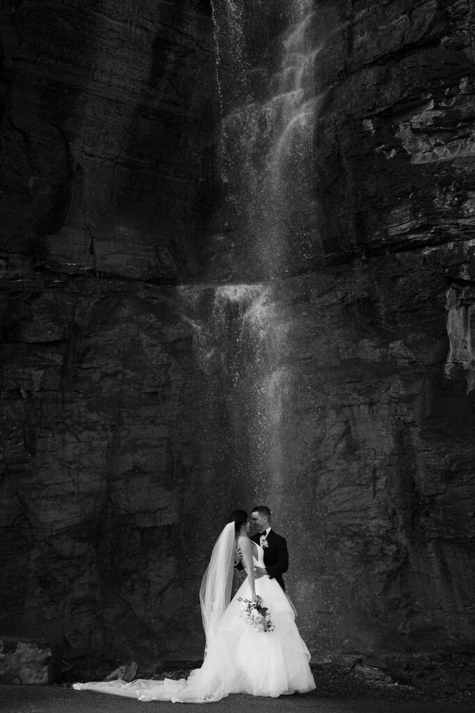 Scenic overlook with lake and mountains during a wedding day