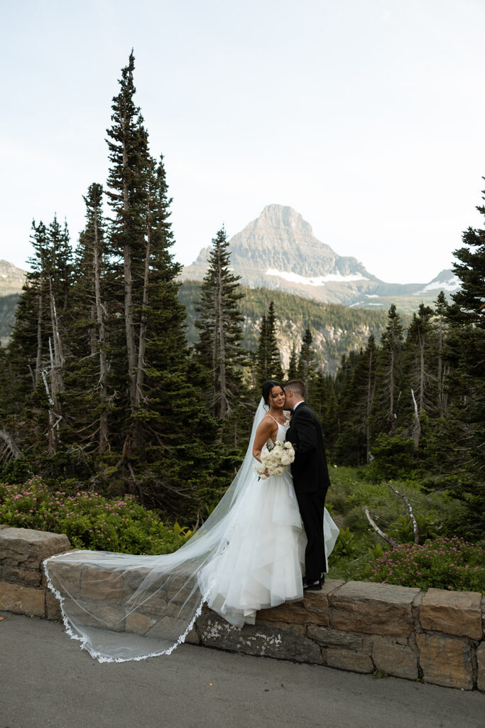 Romantic sunset portraits in a national park setting
