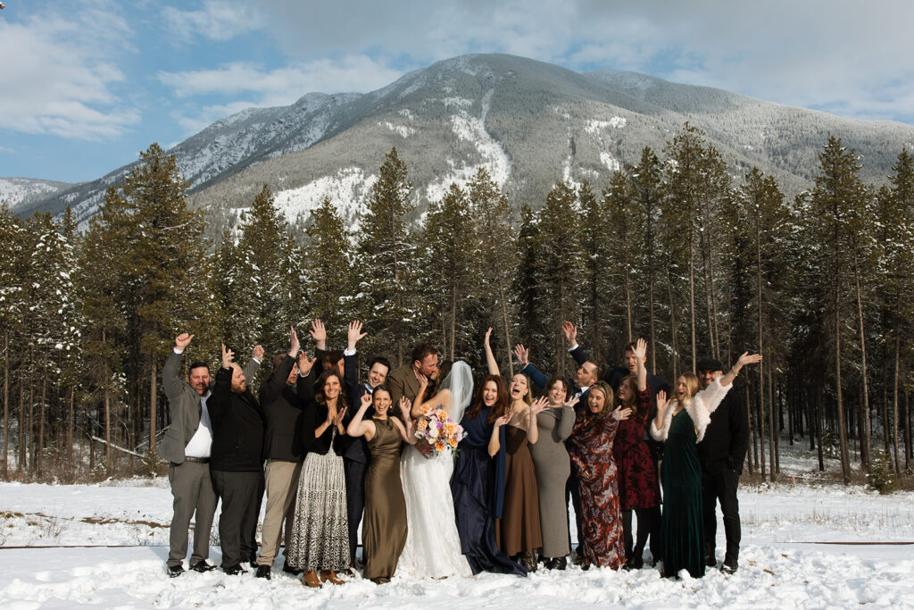 Intimate wedding moment inside a cozy cabin with mountain views and soft natural light
