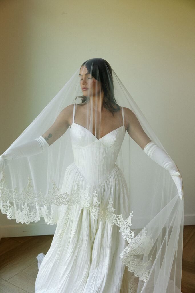 bride getting ready for her elopement